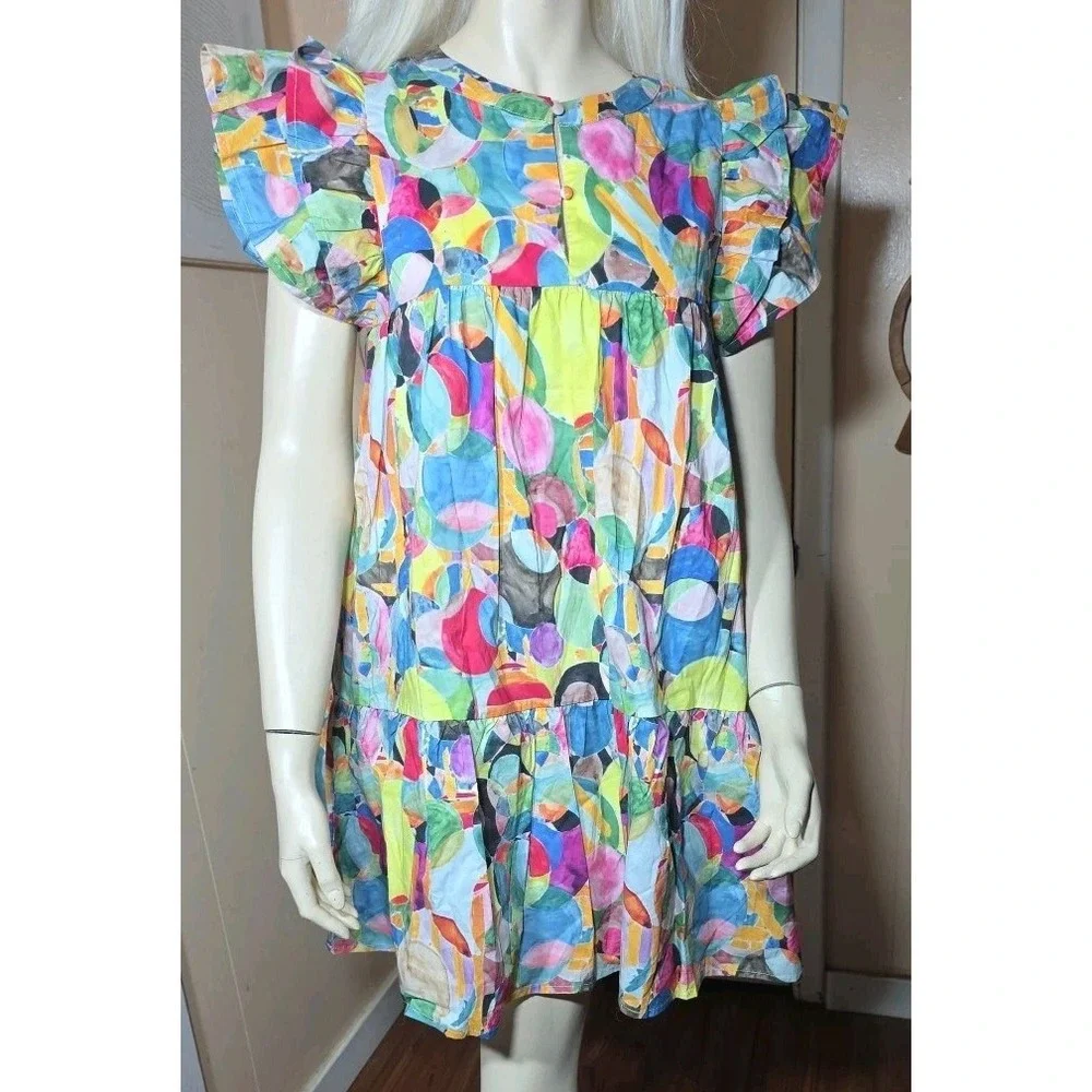 TCEC Women's Colorful Tiered Dress Woth Slip Fuchsia M NWT - Picture 1 of 9